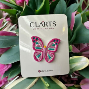 Broche Lyra mariposa hecho a mano Clarts en colores vibrantes